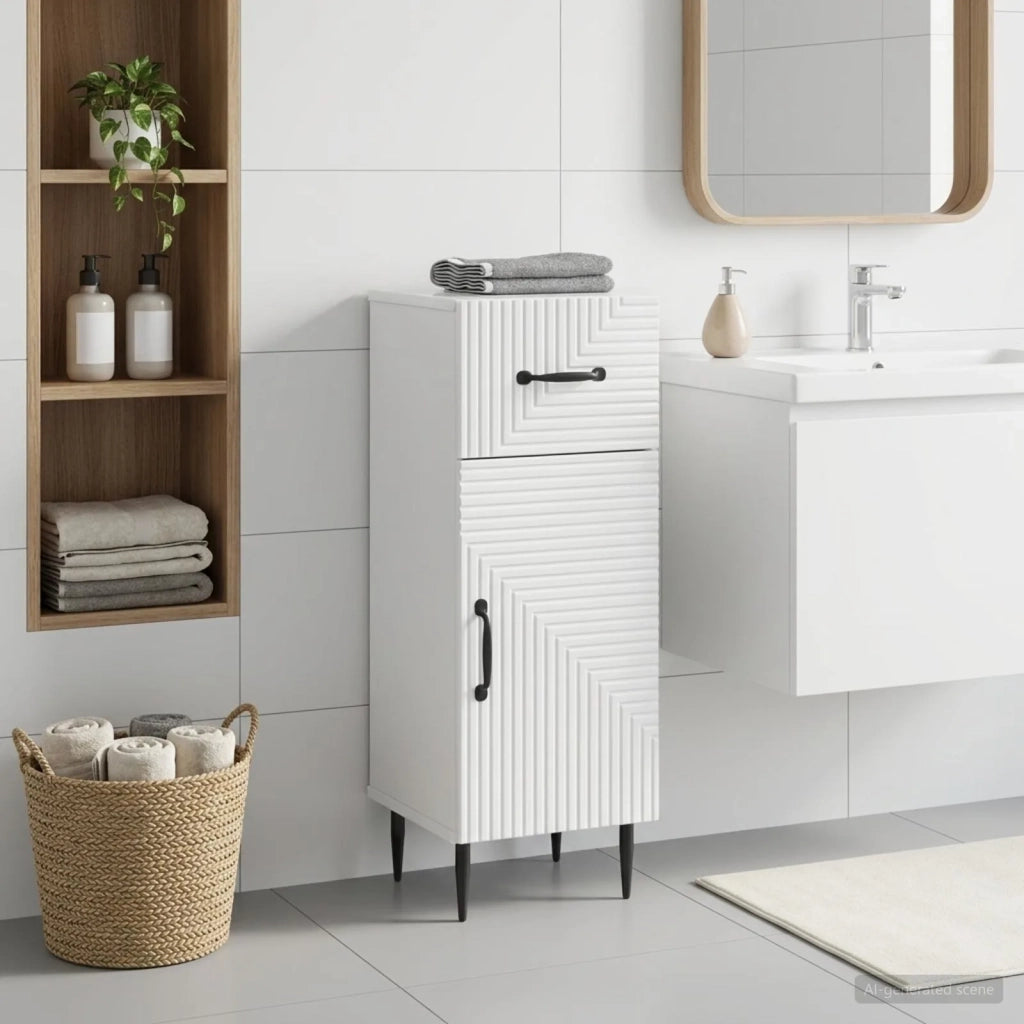 Mobiletto da Bagno HAARLEM Bianco Lucido 30 x 31 x 80 cm 896829
