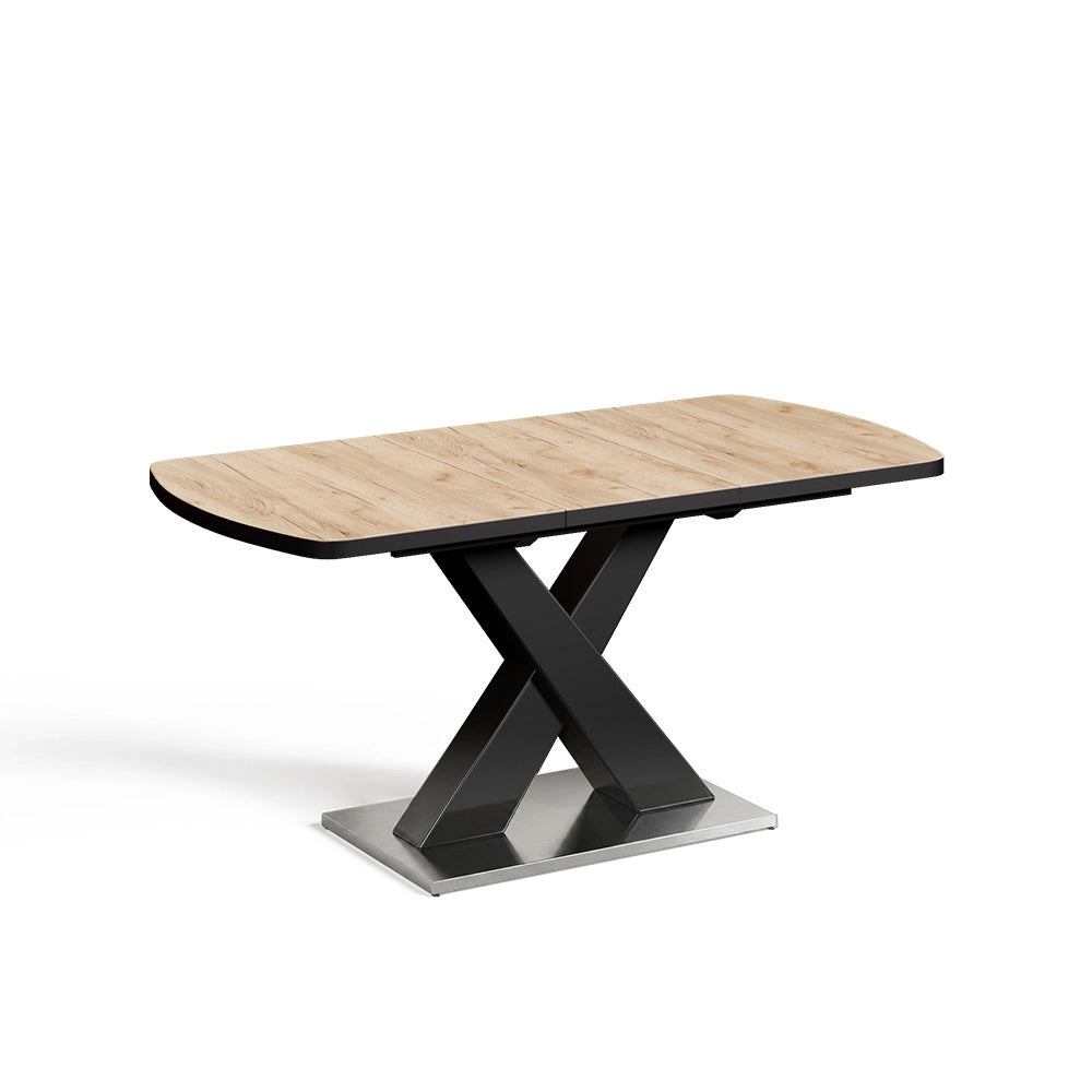 Tavolo da sala da pranzo Chinto Nero/Rovere rustico 120 x 80 cm Estensibile Vicco