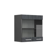 Vicco Mobile da cucina in vetro Calcestruzzo nero 60 cm