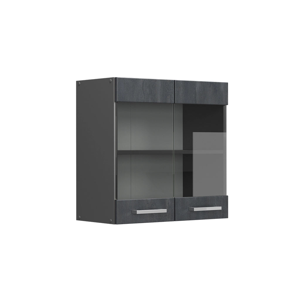 Vicco Mobile da cucina in vetro Calcestruzzo nero 60 cm