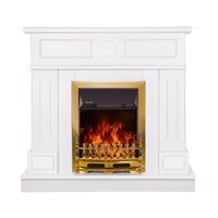 Camino Elettrico da Pavimento 97,8x104,8x30 cm Effetto Fiamma 2000W Ambassador & Galileo Gold Bianco