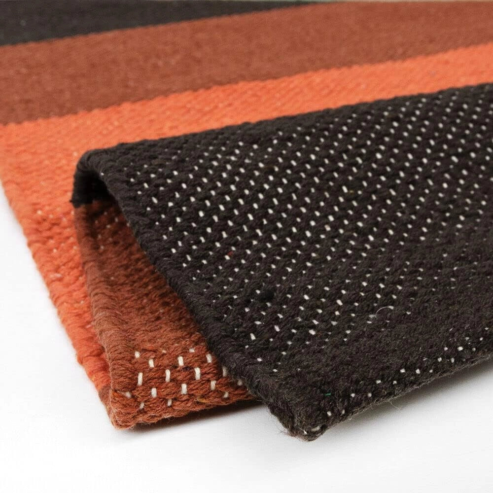 Tappeto Cucina Bagno Puro Cotone Assorbente Intrecciato a Mano Arancione 55x240 cm