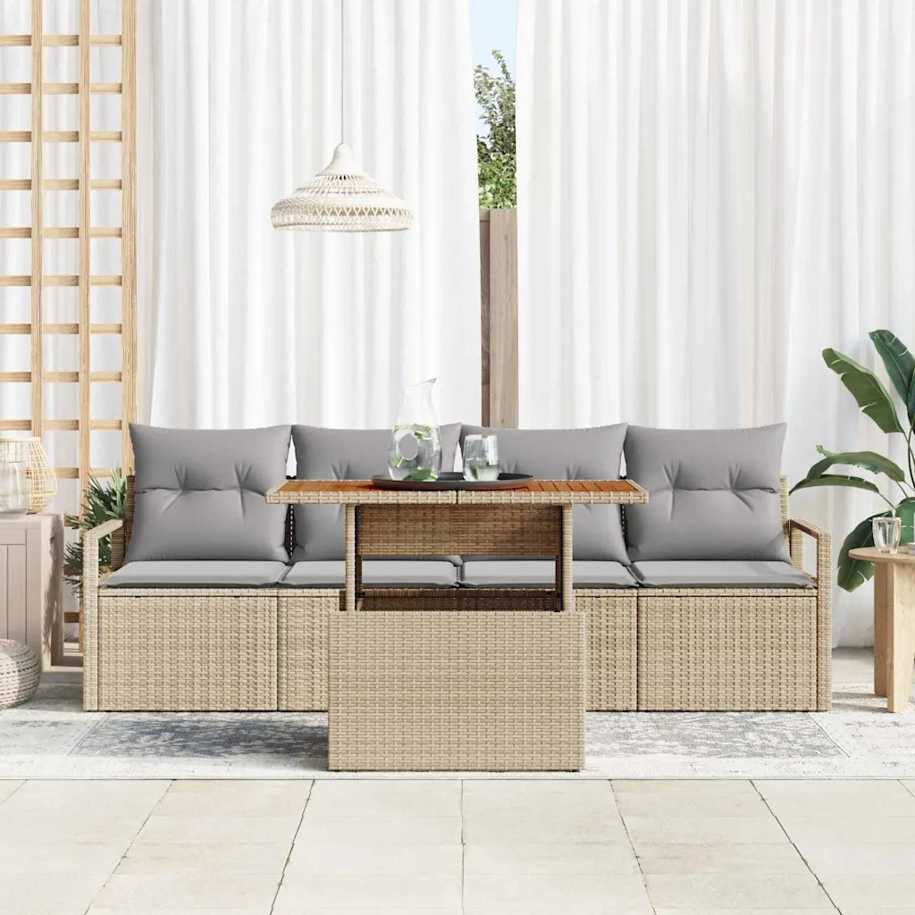 Set Divano da Giardino con cuscino 5 pcs beige e grigio chiaro 3349643