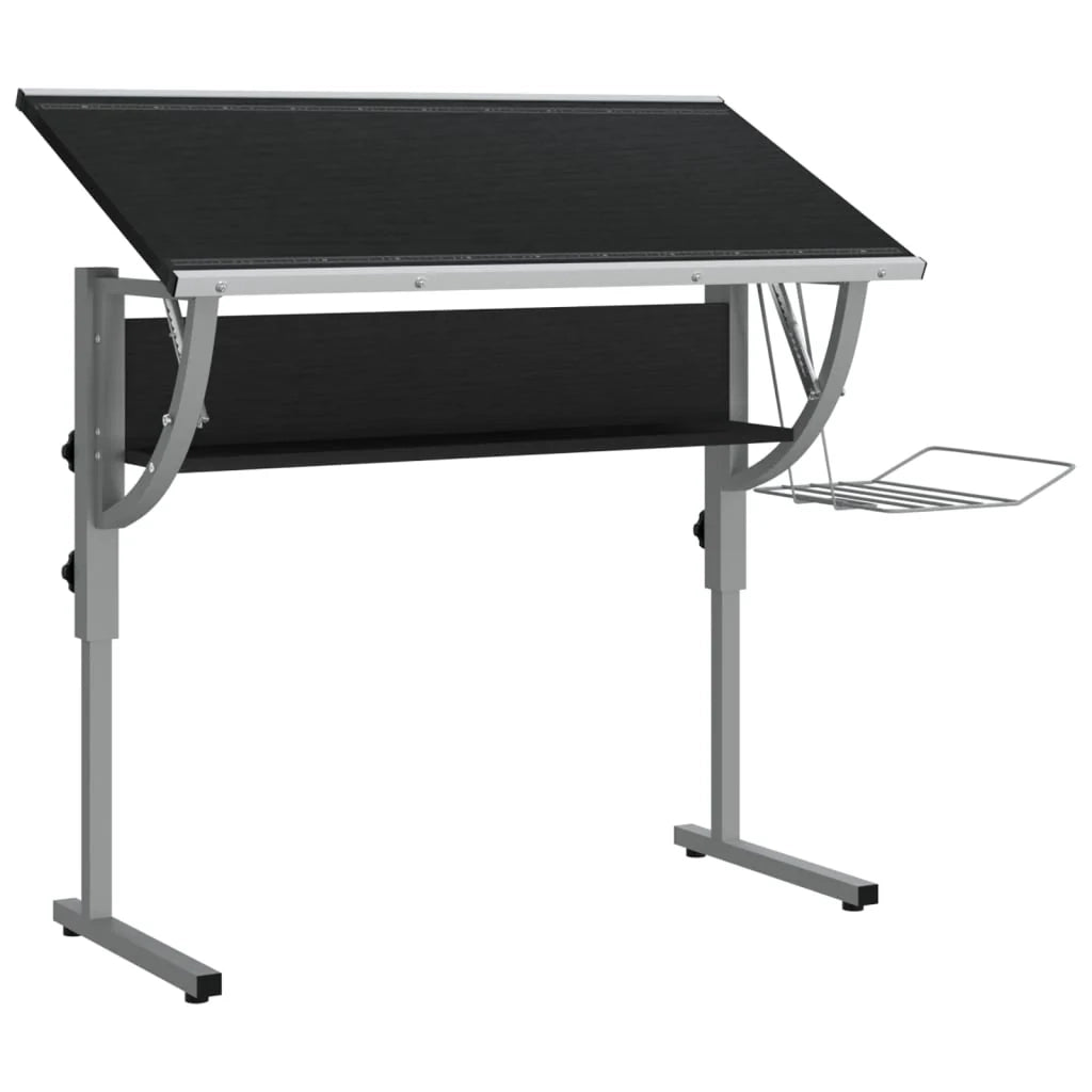 Scrivania tavolo postazione di lavoro mobile per computer studio al computer artigianato 110 x 53 x (58-87) cm nero 02_0023700