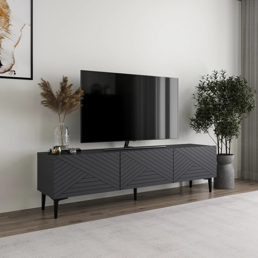 Mobile TV in legno "Felix" 160 x 31,4 x 44,1 cm - Antracite