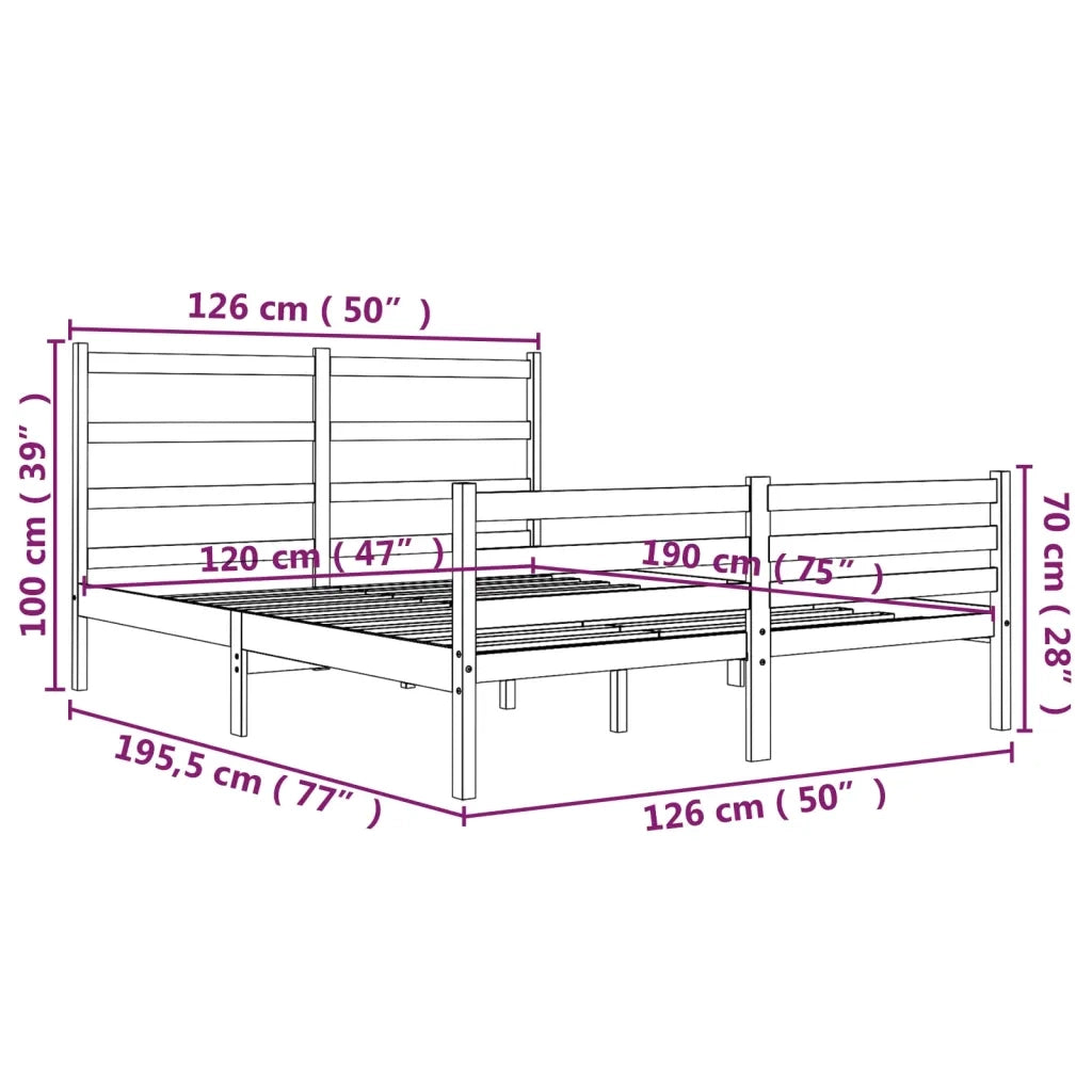 Giroletto-Struttura Letto in Legno Massello di Pino 120x190cm Small Double 577866