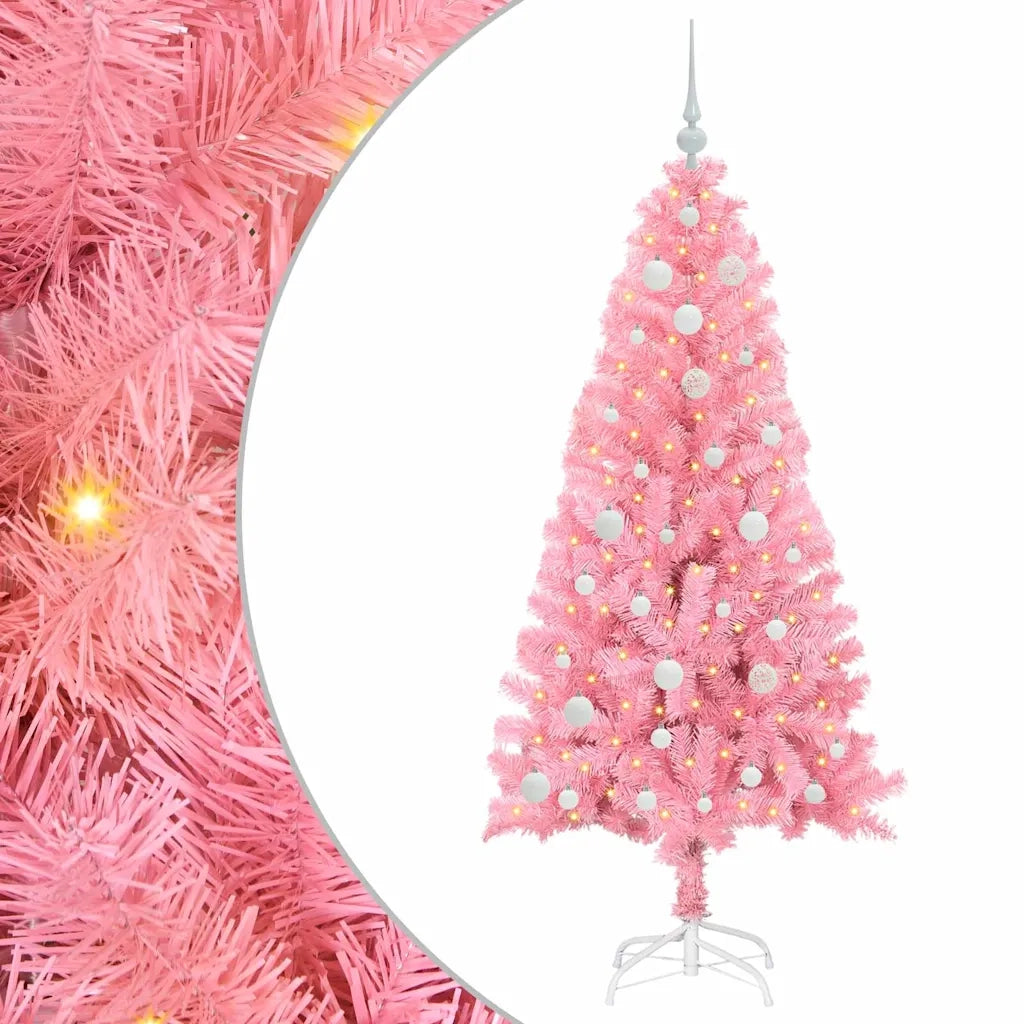 Albero di Natale con 150 LED con supporto Rosa 150 cm PVC 3396419
