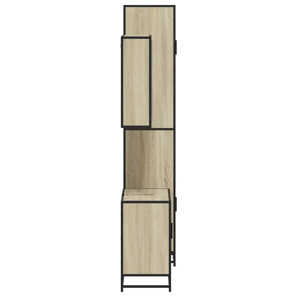 Set Mobili da Bagno 3 pz Rovere Sonoma in Legno Multistrato 3301091