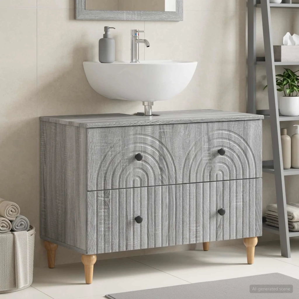 Armadio per Lavabo da Bagno ALKMAAR Sonoma grigio 896141