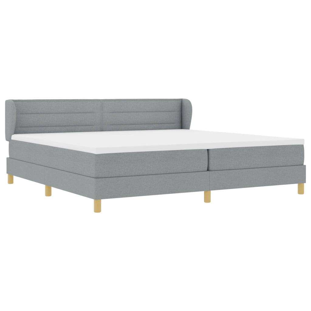 Letto con Box Spring e Materasso - Grigio Chiaro, 200x200 cm, Tessuto