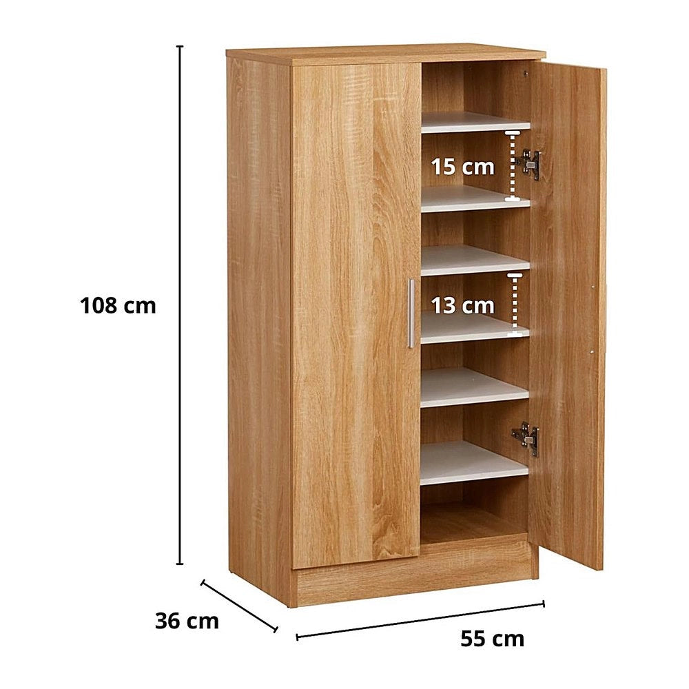Scarpiera 2 Ante 108x55x36 cm in legno rovere chiaro