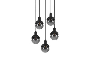 Lampada a Sospensione da Interno Attacco E14 in Metallo Nero e Oro