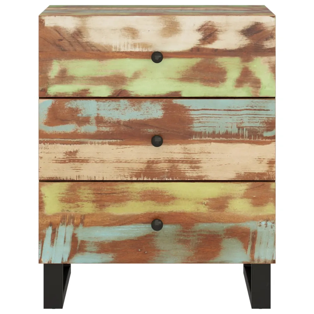 Comodino 50x33x62cm Legno Massello Recupero e Legno Multistrato 350662