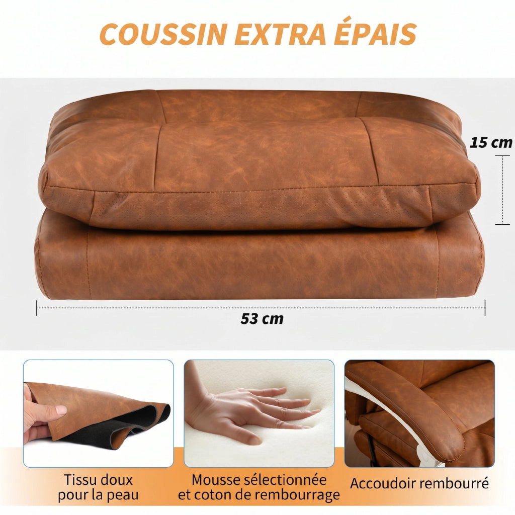 Sedia da ufficio ergonomica ¨C Minimal ¨C marrone, imbottita, schienale regolabile
