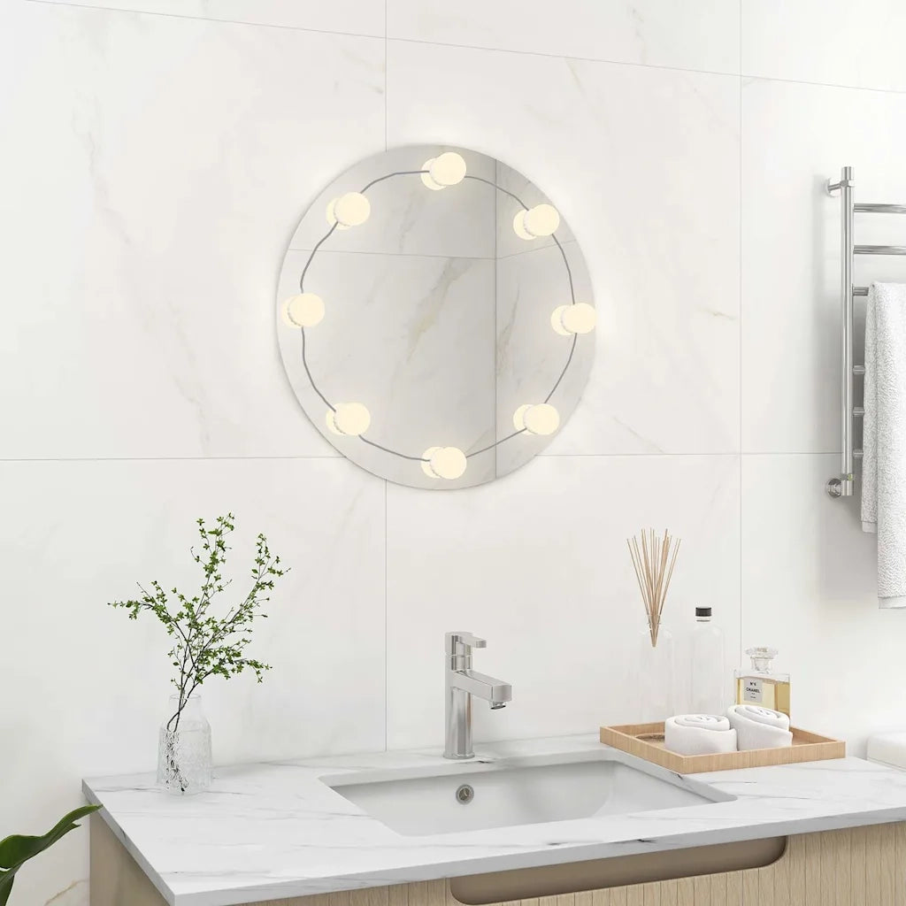 Specchio da Parete Rotondo con Luci LED-Specchio a Muro-Specchio Decorativo in Vetro 893099