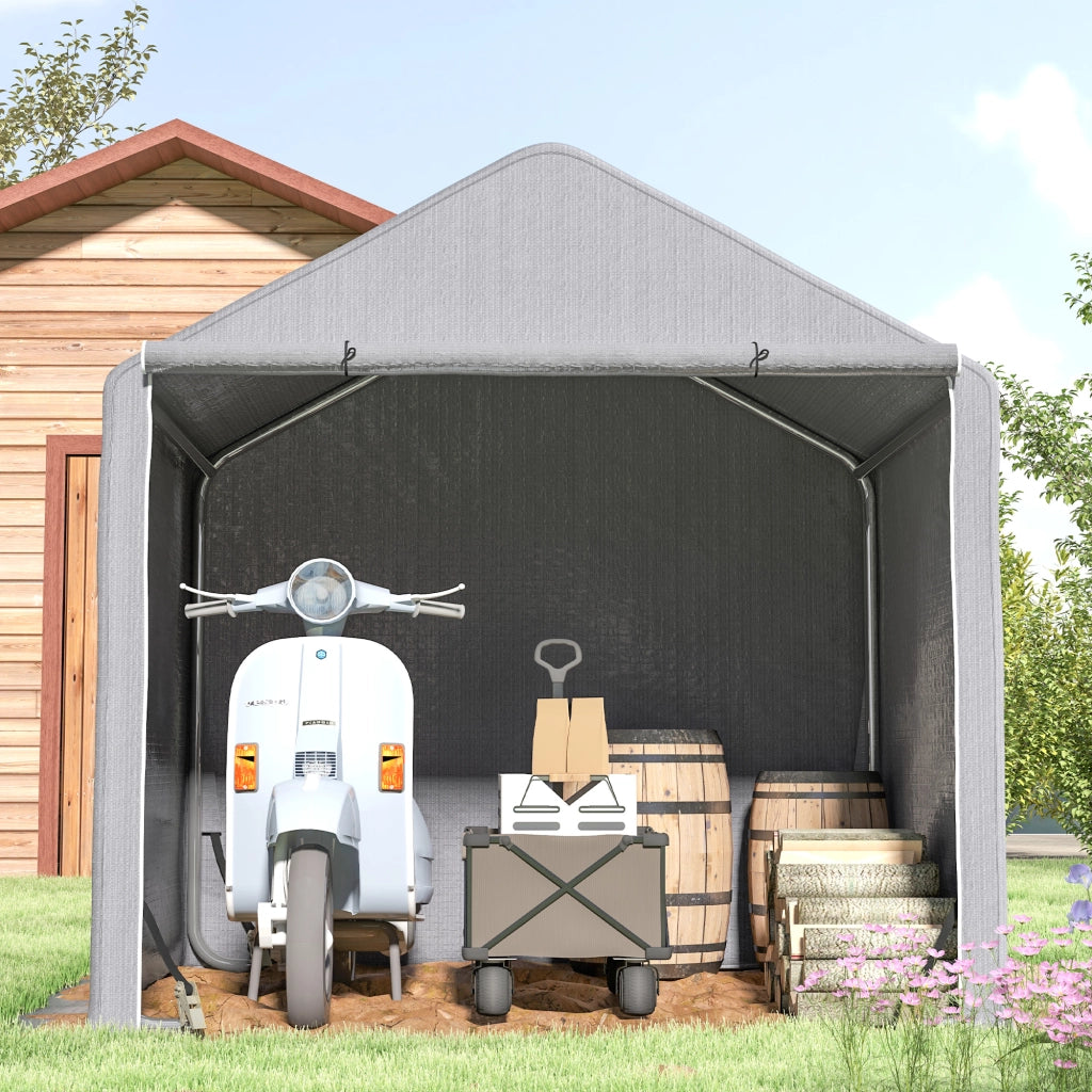 Capanno Giardino Biciclette ¨C Zephmum ¨C Grigio Acciaio Galvanizzato 200x200x200 cm
