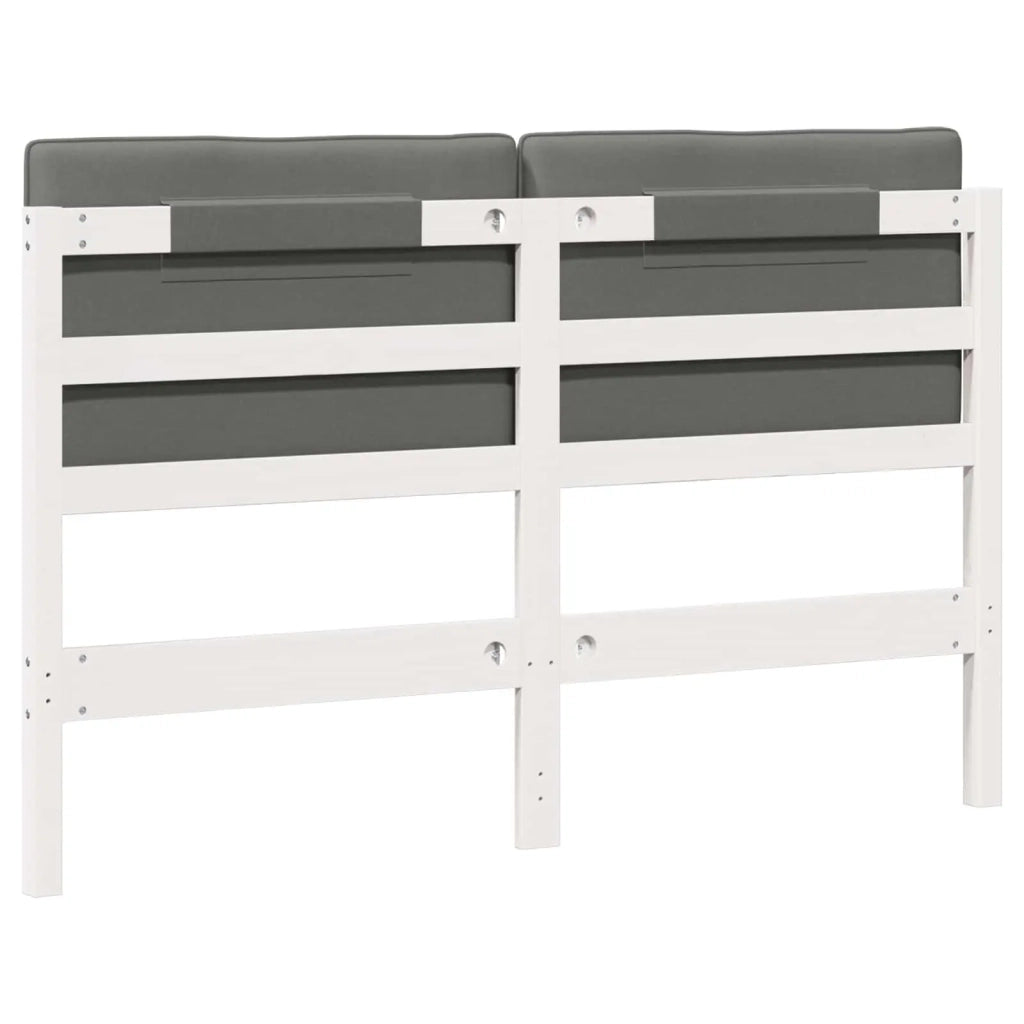 Testiera imbottita Bianco e grigio chiaro 160 cm Pino massello