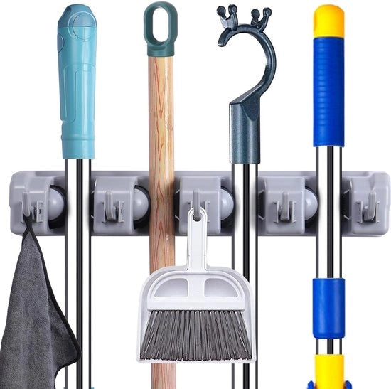 Houder per spazzola per parete spazzola e supporto per attrezzi da giardino appoggio per oggetti da parete supporto per strumenti da giardino 

Nota: "Bezem" è tradotto come "spazzola", "dweilhouder" come "supporto" e "muurbeugel" come "appoggio".