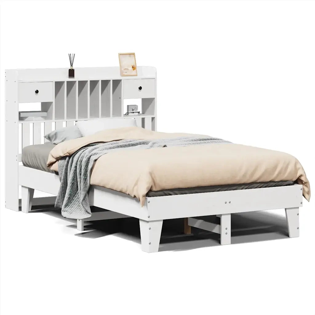 Letto senza Materasso Bianco 135x190 cm Legno Massello di Pino
