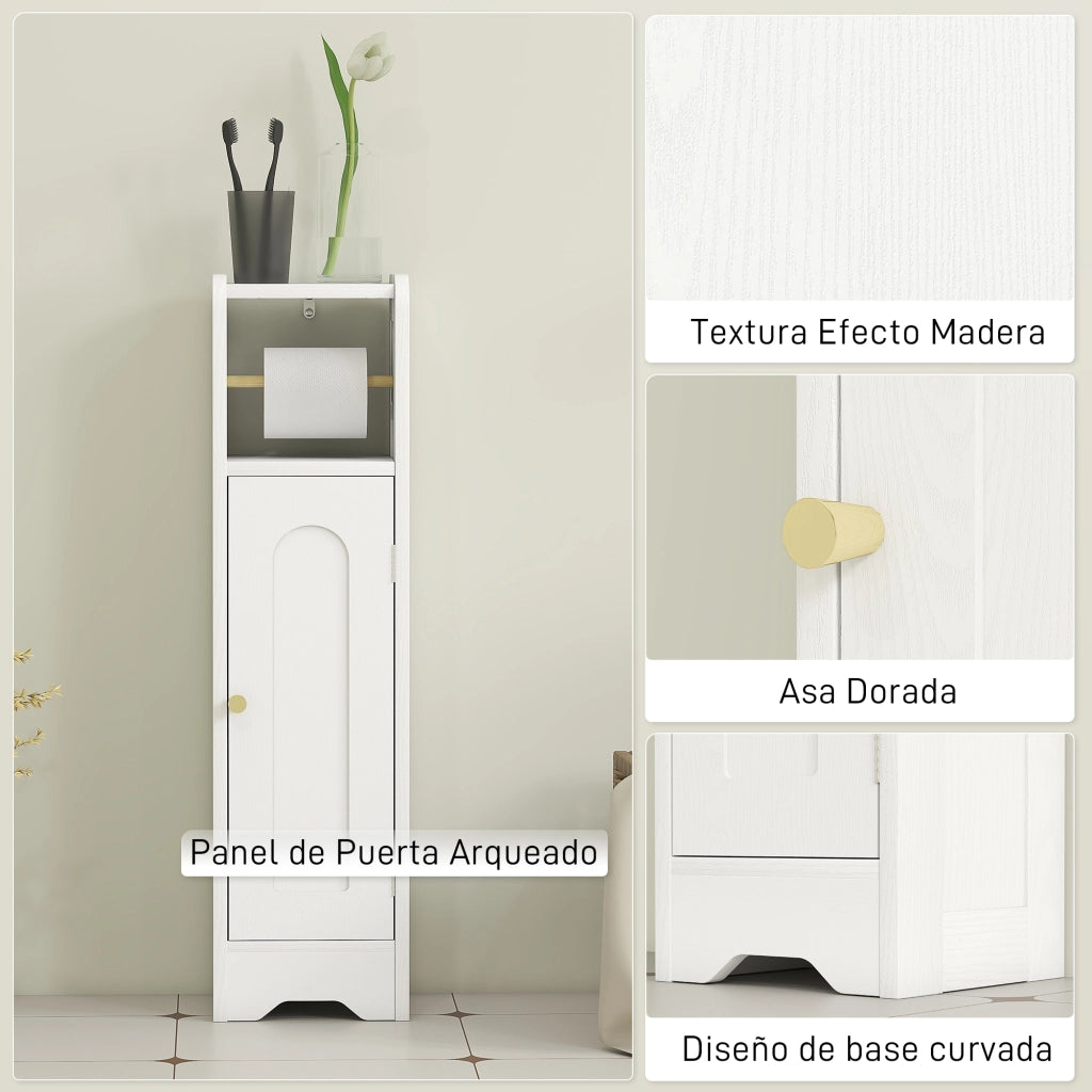 Mobile Bagno Stretto ¨C zephmum ¨C 21x20x79 cm Bianco con Ripiano Aggiustabile e Portarotoli