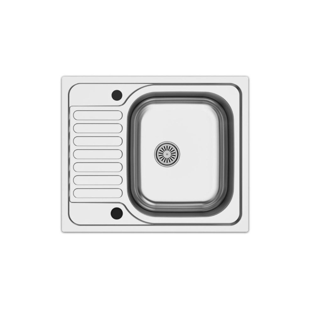 Lavello incasso acciaio cucina 50x60 reversibile con gocciolatoio Rondò EC196