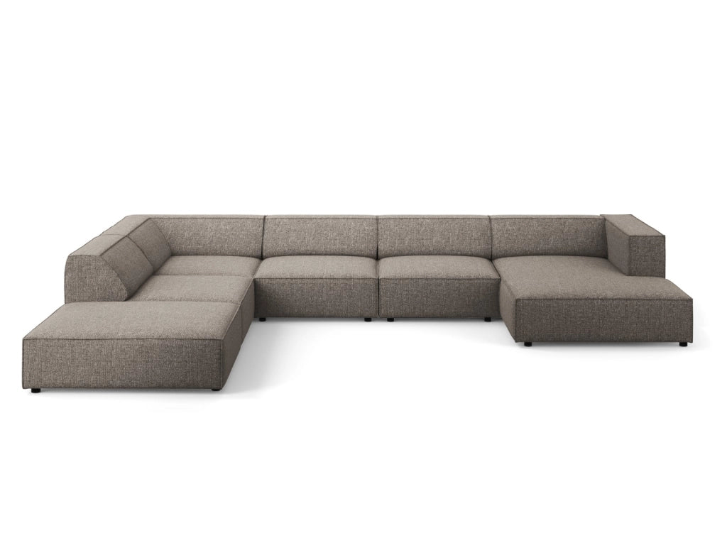 Cosmopolitan Design - Divano panoramico sinistro "Arendal" 7 posti in ciniglia grigio 