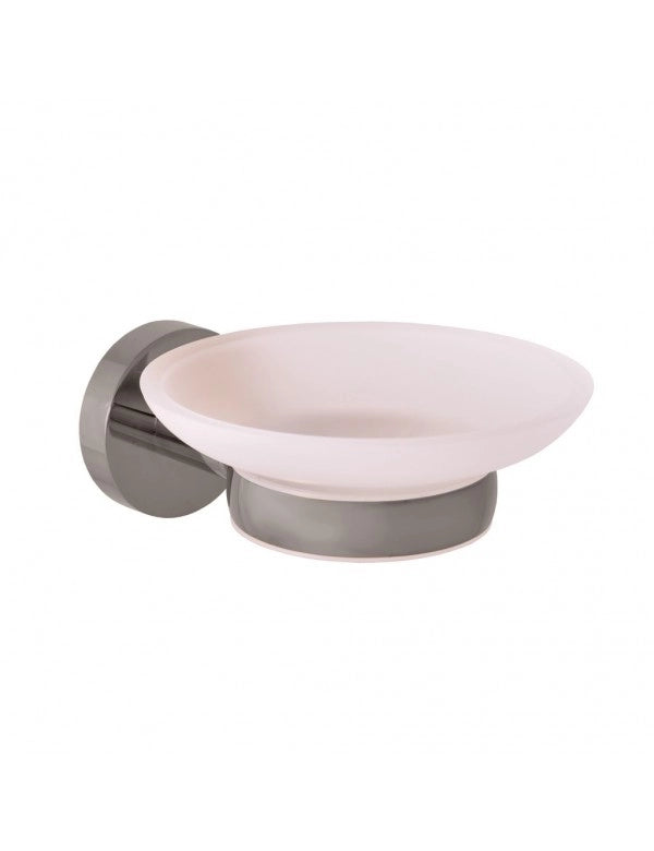 COLORADO Portasapone in vetro e ottone in grigio metallo