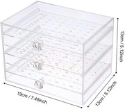 Cassetto di archiviazione trasparente, 270 aperture, organizzatore, trucco, impermeabile al tessuto, 3 cassetti per gioielli, collana, bracciale