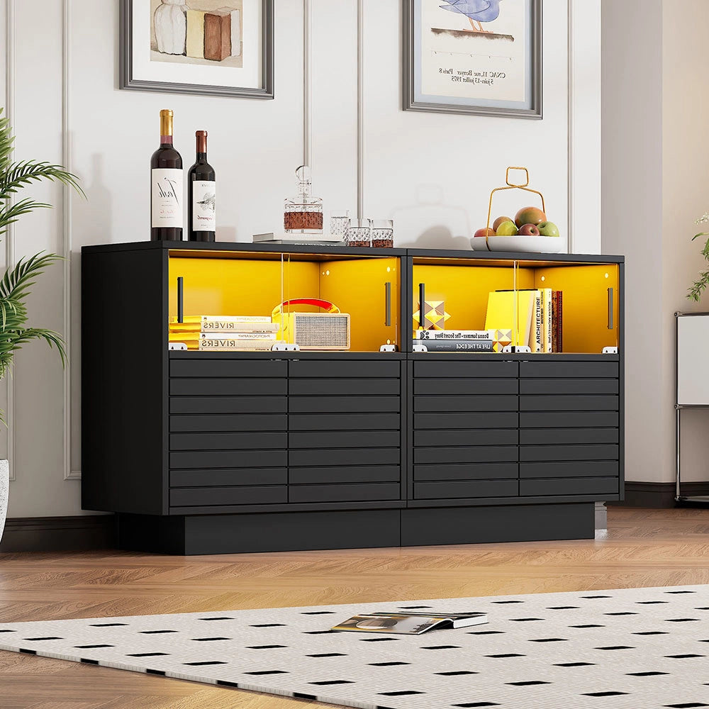 Buffet - Xylo - 2armad/4scomparti vetro LED 130x35x68cm