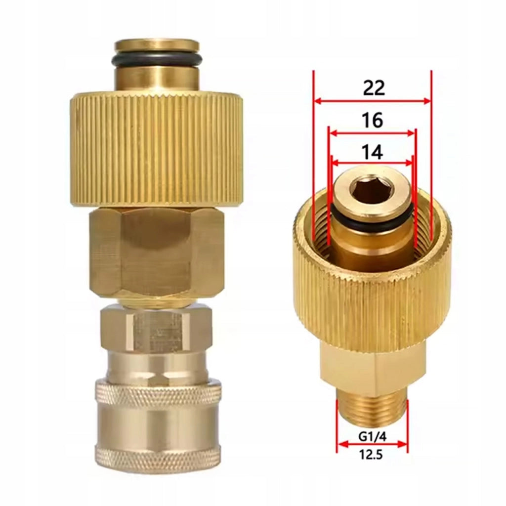 Adattatore in Ottone TR22 EasyLock – Compatibile con Idropulitrici Kärcher HD HDS | Attacco Rapido 1/4"