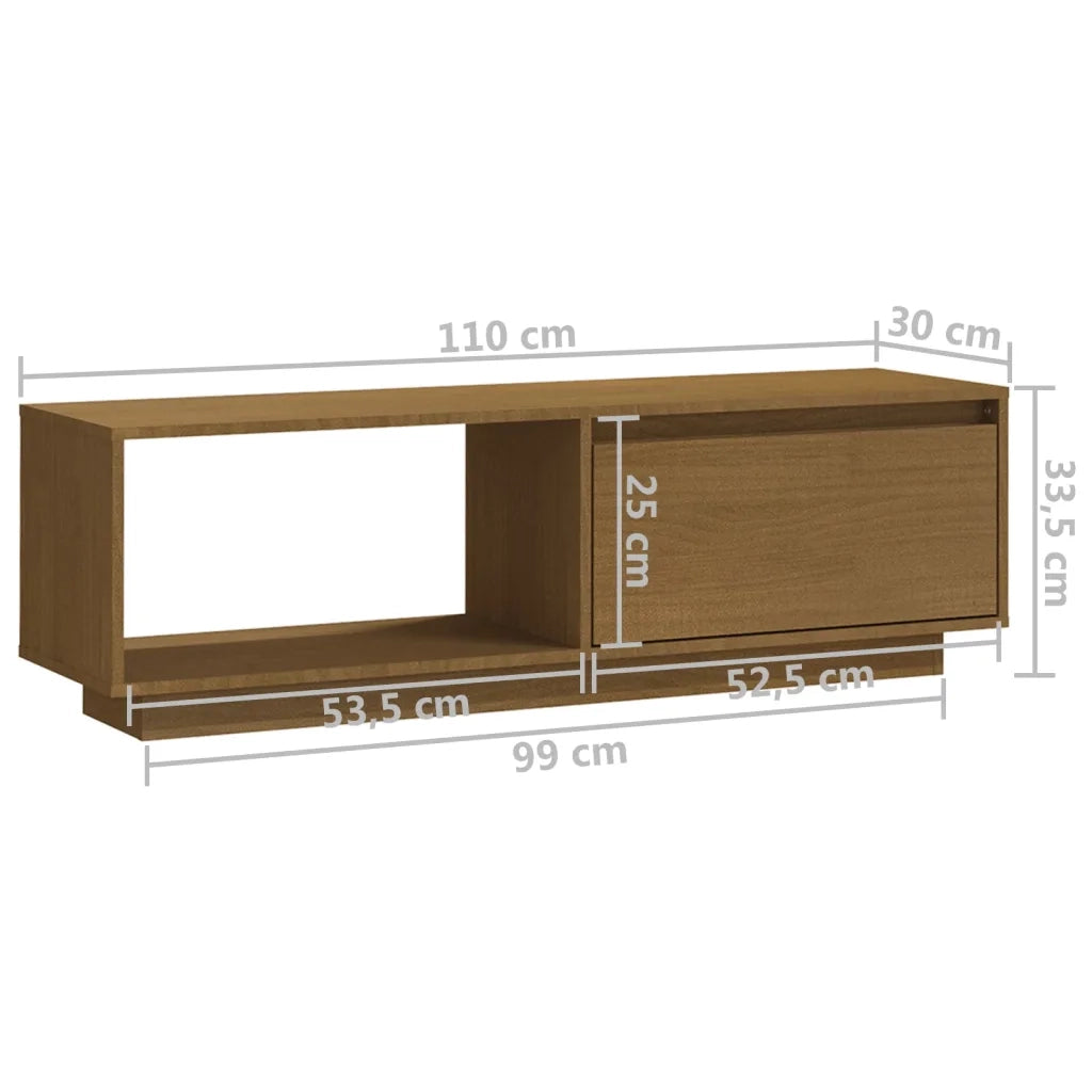 Mobile Porta TV Marrone Ambra 110x30x33,5 cm in Legno di Pino 809891