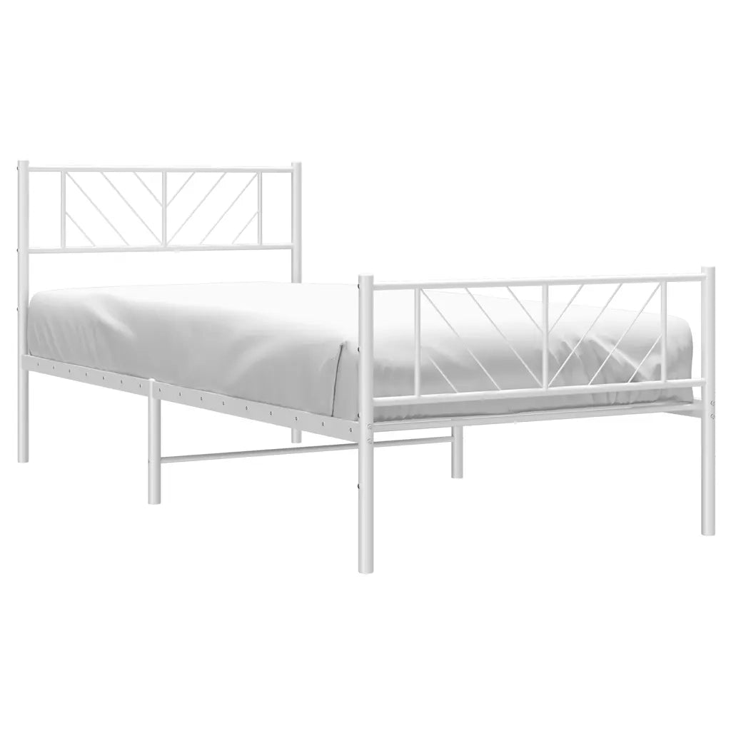 Giroletto con Testiera e Pediera Metallo Bianco 100x200 cm 372241