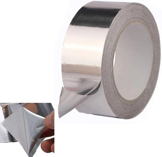 Tape di Alluminio - Adesivo di Telaio - Isolamento Sigillatura Riparazione - Resistente al Calore Impermeabile all'Acqua - 40mm x 20m - Argento