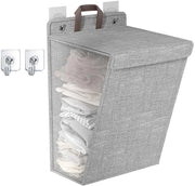 Opvoudbile lavatrice con coperchio, lavatrice da parete con 2 ganci adesivi, contenitore per abiti e giocattoli, lavatrice, ideale per la zona lavanderia, la camera da bagno, la camera da letto