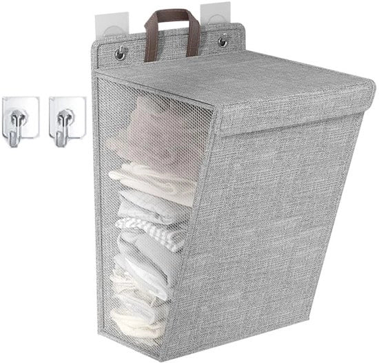 Opvoudbile lavatrice con coperchio, lavatrice da parete con 2 ganci adesivi, contenitore per abiti e giocattoli, lavatrice, ideale per la zona lavanderia, la camera da bagno, la camera da letto