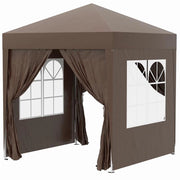 GAZEBO PIEGHEVOLE CON 4 PARETI RIMOVIBILI E BORSA DA TRASPORTO IN METALLO E POLIESTERE 2X2X2.4 M MARRONE