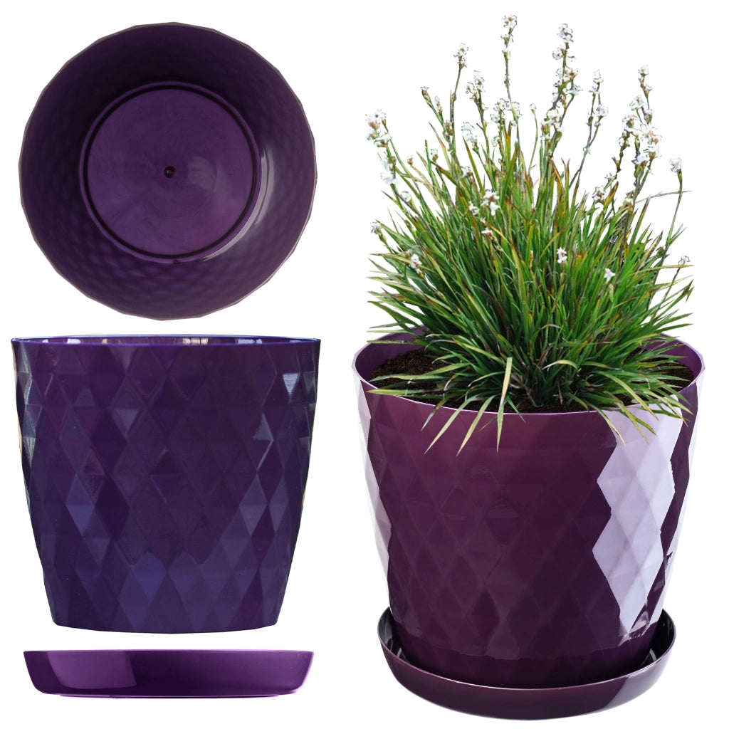 Vaso da fiori in plastica KADAX con supporto, coprivaso, 25 cm, viola, Kadax