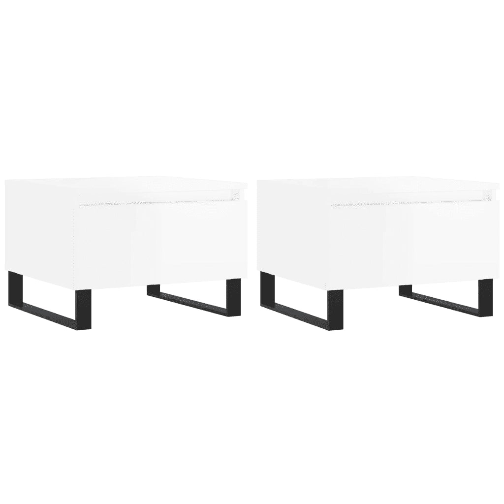2 pz Tavolini salotto | Tavolino da caff¨¨ | Tavolino da Soggiorno Bianco Lucido 50x46x35cm Legno Multistrato