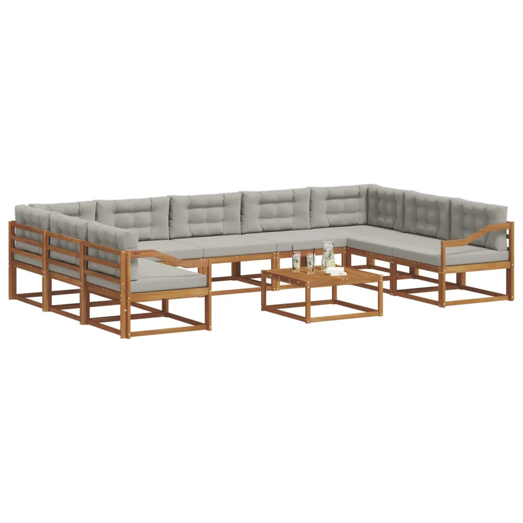 Set di divani da esterno 10 pcs Grigio Naturale e Chiaro 3368219