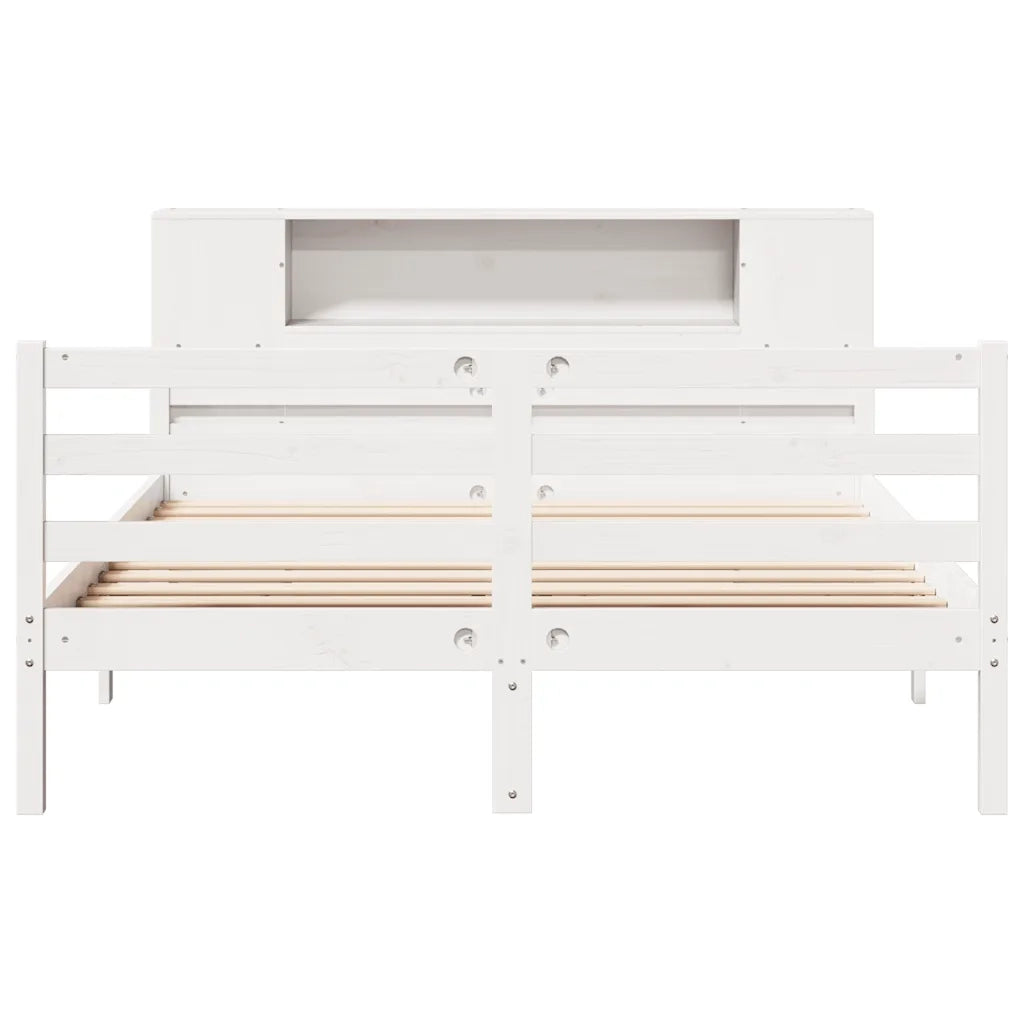 Letto Libreria senza Materasso Bianco 135x190 cm Legno di Pino 3322198
