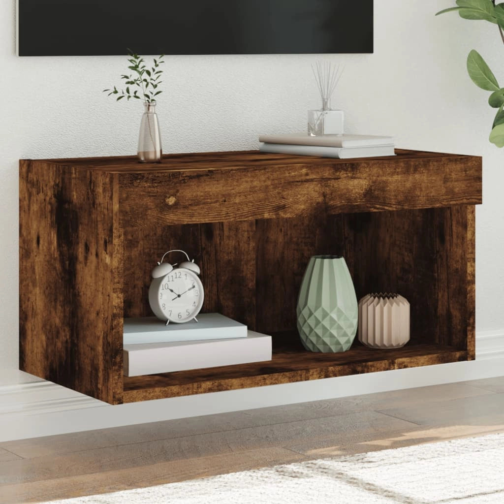 Mobile Porta TV con Luci LED Rovere Fumo 60x30x30 cmcod mxl 134122