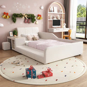 Letto singolo imbottito per bambini 90x200 cm con scrivania, sgabello e ripiano