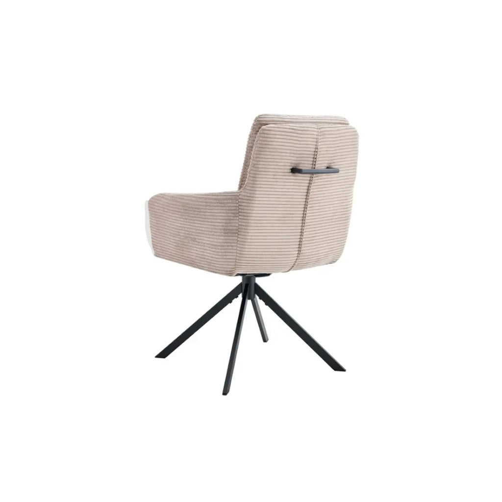 Set di 2 poltrone KAVIRA – Velluto a coste sabbia – Piedi in metallo – Con braccioli – Design accogliente e moderno