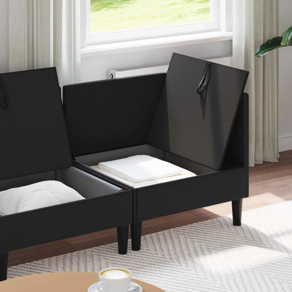 Set di mobili per il soggiorno 3 pcs Nero Tessuto 3413808