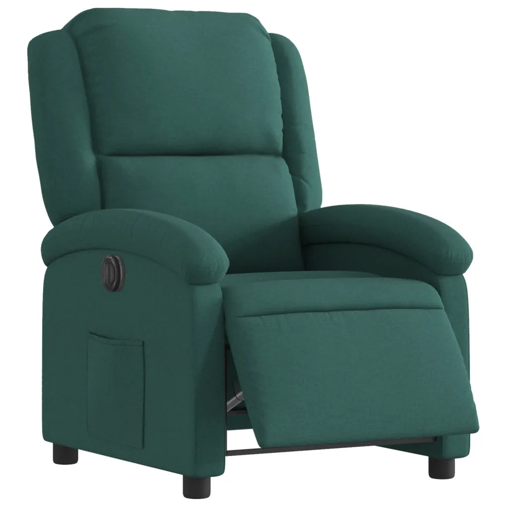 Poltrona | Sedia Relax Elettrica Reclinabile Verde Scuro in Tessuto
