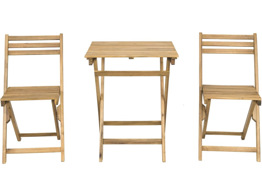 Set tavolo e sedie da giardino in legno "Aldo" - 2 posti - Marrone
