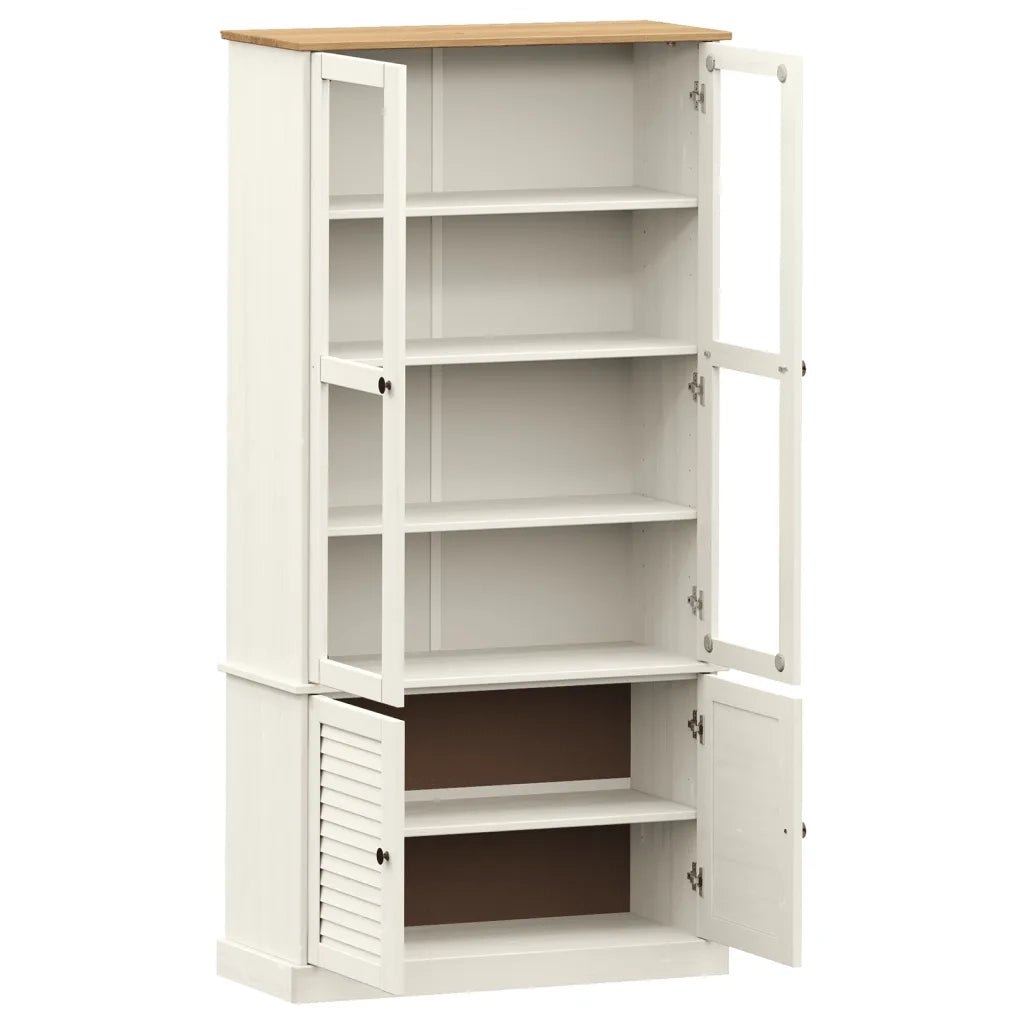 Vetrina VIGO 85x35x170 cm in Legno Massello di Pino Bianco 353194