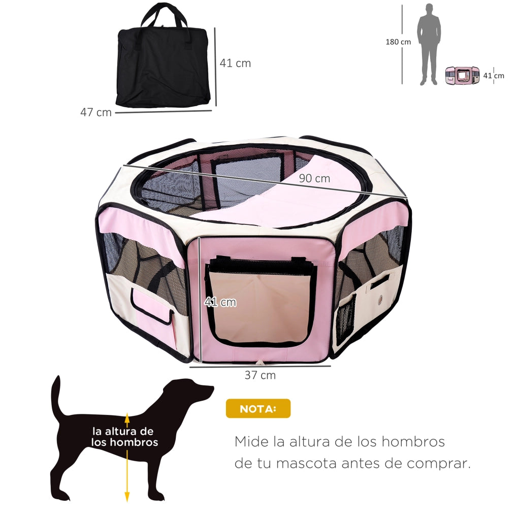 Recinto Pieghevole per Animali Domestici ¨C Minimal ¨C Rosa ?90x41 cm