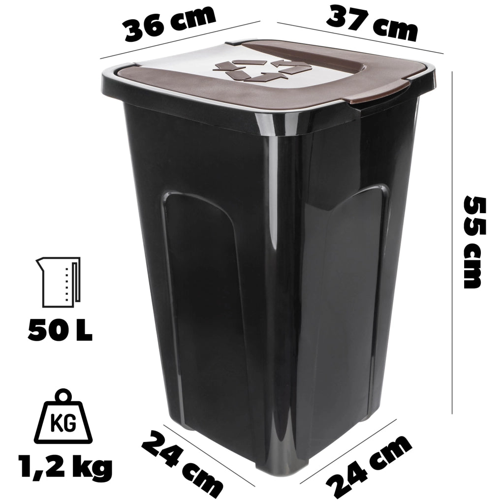 Cestino per la raccolta differenziata KADAX 50L Marrone Bio