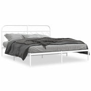 Letto matrimoniale | Letto per adulti | Giroletto con Testiera Metallo Bianco 160x200 cm
